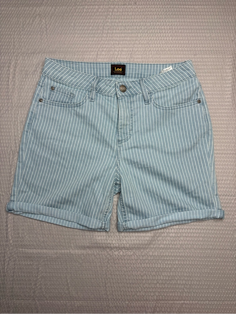Lee Women's Light Blue Pinstripe Shorts